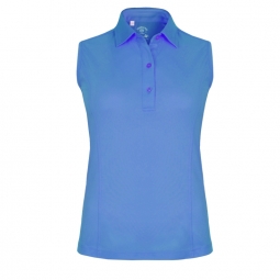 Monterey Club Ladies & Plus Size Solid Tailored Collar Sleeveless Golf Polo Shirts - Asstd Colors