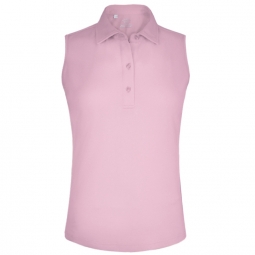 Monterey Club Ladies & Plus Size Tailored Collar Solid Sleeveless Golf Polo Shirts - Asstd Colors