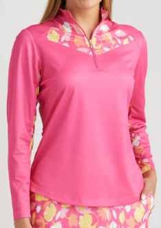 SPECIAL Bermuda Sands Ladies Kia Long Sleeve Golf Sun Shirts - Pink Flamingo
