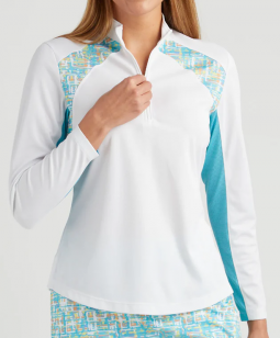 SPECIAL Bermuda Sands Ladies Lisa Long Sleeve Golf Sun Shirts - White