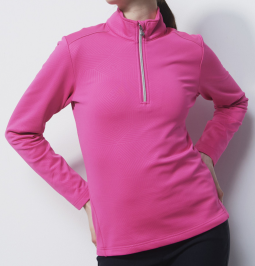 Daily Sports Ladies & Plus Size MIRANDA Long Sleeve Half Neck Golf Shirts - Tulip Pink