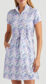 SPECIAL Bermuda Sands Ladies Celine Short Sleeve Print Golf Dress - Aster