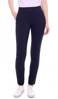 Swing Control Ladies SOLID PONTE 30" Pull On with Black Piping Golf Pants - Navy