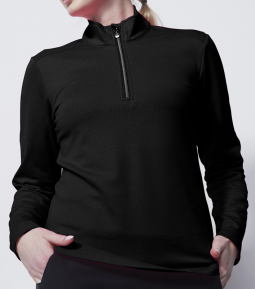 Daily Sports Ladies MIRANDA Long Sleeve Half Neck Golf Shirts - Black