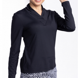 Kinona Ladies Lovely Layer Long Sleeve Golf Shirts - Kilauea (Black)