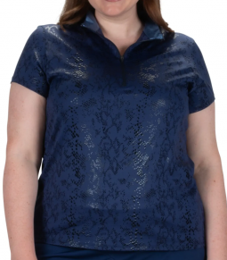 Nancy Lopez Ladies & Plus Size SIZZLE Short Sleeve Print Golf Shirts - OASIS (Navy Multi)