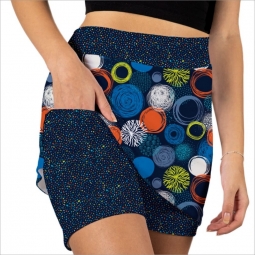 Skort Obsession Ladies & Plus Size Round About Pull On Golf Skorts with Pockets - Navy Blue Multi