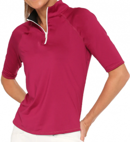 Belyn Key Ladies Reversible Half Sleeve Golf Shirts - MAMA MIA (Pomegranate)