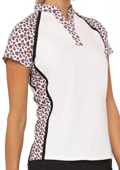 Belyn Key Ladies Mia Raglan Short Sleeve Golf Shirts - MAMA MIA (Chalk/Stem Floral Print)