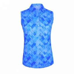 Monterey Club Ladies & Plus Size Small Rhombus lattice Print S/L Golf Polo Shirts - Assorted Colors