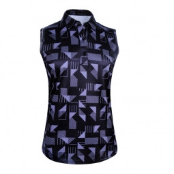 Monterey Club Ladies & Plus Size Geometric Print Sleeveless Golf Polo Shirts - Assorted Colors