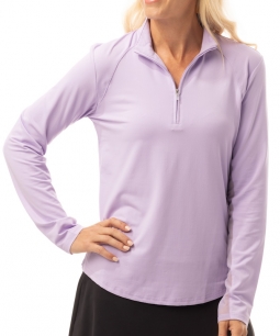 SanSoleil Ladies & Plus Size SOLTEK Lux Long Sleeve Solid Zip Mock Golf Sun Shirts - Assorted Colors