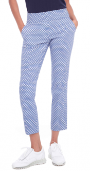 Swing Control Ladies PEACOCK Vented Techno 28" Pull On Print Golf Ankle Pants - Blue