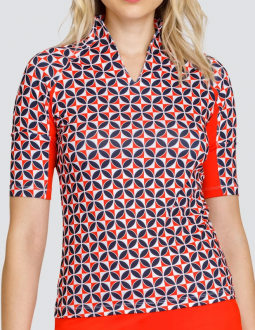 Tail Ladies Khaira Mid Sleeve Print Golf Shirts - DIVINE GALLERIA (Marina Geo)