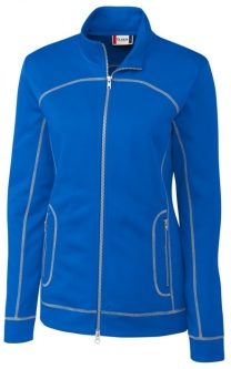 SPECIAL Cutter & Buck (Clique) Ladies Helsa Knit Full Zip Golf Jackets - Royal Blue