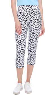 Swing Control Ladies DAISY Techno 24" Pull On Print Golf Cropped Pants - Black/White