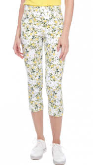Swing Control Ladies LIMONCELLO Techno 24" Pull On Print Golf Cropped Pants - Yellow/Green