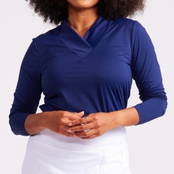 Kinona Ladies Lovely Layer Long Sleeve Golf Shirts - Summer/Early Summer (Navy Blue)