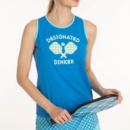 Sport Haley Ladies & Plus Size Designated Dinker Pickleball Tank Shirts - Pickleball (Ocean)