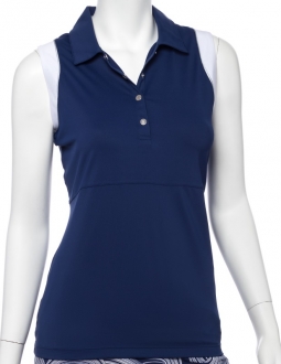 SALE EP New York Ladies Sleeveless Golf Polo Shirts - SILVER STREAK (Inky Multi)