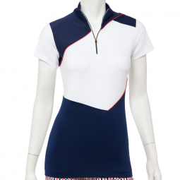 SALE  EP New York Ladies C/S Zip Mock Golf Shirts - LINE DRIVE (Inky Multi)