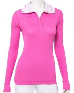 CLEARANCE EP New York Ladies Long Sleeve Reversible Golf Shirts - TRUE COLORS (Pink Smoothie Multi)
