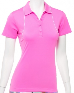 SALE EP New York Ladies S/S Rainbow Patchwork Golf Shirts - TRUE COLORS (Pink Smoothie)