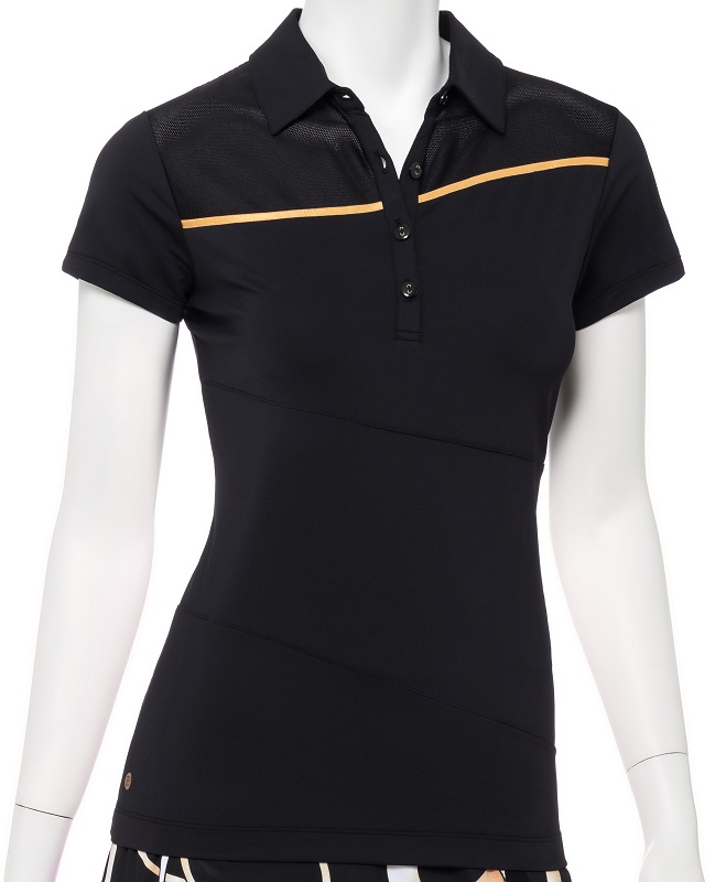 ladies black golf polo shirt