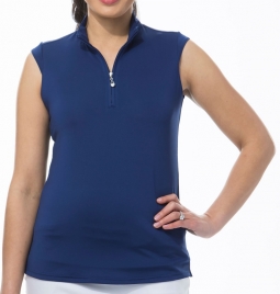 SanSoleil Ladies SunGlow Sleeveless Zip Mock Golf Shirts - Assorted Colors