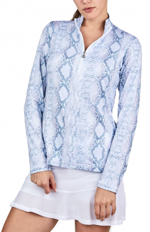 Sofibella Ladies & Plus Size Long Sleeve Mock Golf Shirts - UV FEATHER (Assorted Colors)