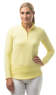 SanSoleil Ladies & Plus Size SolTek Ice Solid Zip Mock Long Sleeve Golf Shirts - Assorted Colors