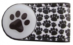 BOG Golf Crocodile Clip with Golf Ball Markers - Paw Prints (Black & White)