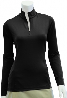 EP New York Ladies Long Sleeve 3/4 Zip Mock Golf Shirts - ESSENTIALS (Black)