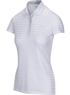 SPECIAL Greg Norman Ladies Shell Short Sleeve Stretch Golf Polo Shirts - PEARLESCENT (White)