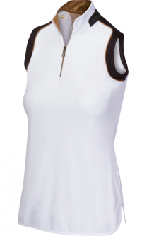 SALE Greg Norman Ladies ML75 Splendor Sleeveless Zip Golf Shirts - IMPERIAL (White)