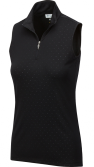 Greg Norman Ladies ML75 2Below Embossed Star S/L Golf Shirts - ESSENTIALS (Black)