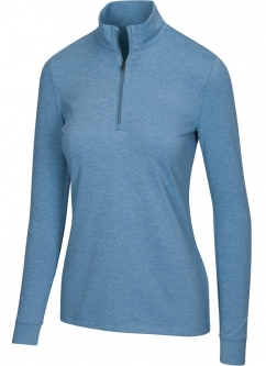 Greg Norman Ladies & Plus Size Peached Heather ¼-Zip L/S Mock Golf Shirts - ESSENTIALS (Two Colors)