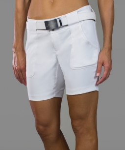 JoFit Ladies 7.5" Inseam Belted Zip Front Golf Shorts - Essentials (White)