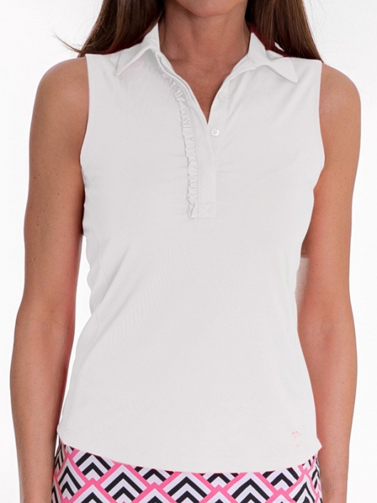 white sleeveless polo shirt for ladies