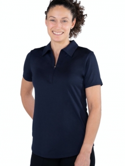 JoFit Ladies & Plus Size Short Sleeve Performance Golf Polo Shirts w/ DTM Zipper Pull- Essentials(Mi
