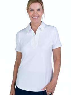 JoFit Ladies Short Sleeve Performance Golf Polo Shirts with DTM Zipper Pull - Essentials (White)