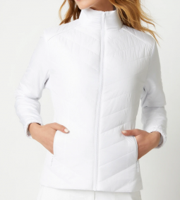 SPECIAL GGblue Women's Plus Size Jocelin L/S Full Zip Golf Jackets - ESSENTIALS (Basic White)