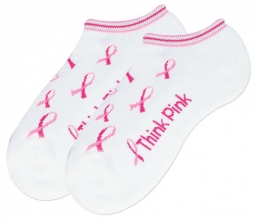 K Bell Ladies Golf Sport Socks - Think Pink (Pink Ribbon)