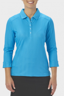 SALE Nancy Lopez Women's Plus Size GRACE 3/4 Sleeve Golf Polo Shirts - ESSENTIALS (Peacock)