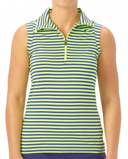 Nancy Lopez Women's Plus Size FLIGHT Sleeveless Golf Shirts - TRIBAL (Midnight/Lime)