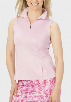 SALE Nancy Lopez Women's Plus Size SHINE Sleeveless Mock Golf Shirts - TINY DANCER (Cameo)