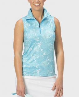 SALE Nancy Lopez Ladies & Plus Size WAVE Sleeveless Mock Golf Shirts - TRIBAL (Two Colors)