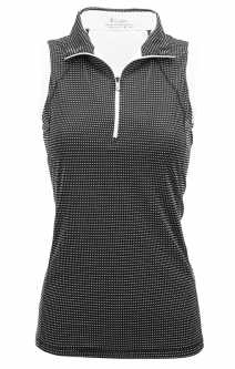 Nancy Lopez Ladies & Plus Size ZONE Sleeveless Mock Golf Shirts - ESSENTIALS (Black/White)