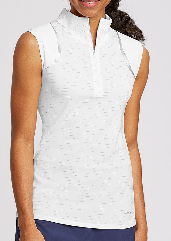 Women's White Sleeveless Golf Shirt | White Golf Top