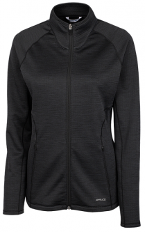 CLEARANCE Annika Ladies Particle Grid Back FZ Long Sleeve Mock Golf Jacket - Black